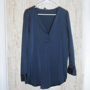 Ann Taylor Factory Navy Blouse Size Medium Satin